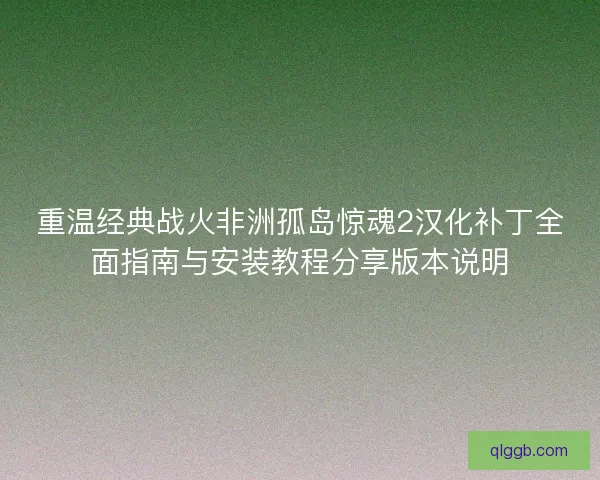 重温经典战火非洲孤岛惊魂2汉化补丁全面指南与安装教程分享版本说明
